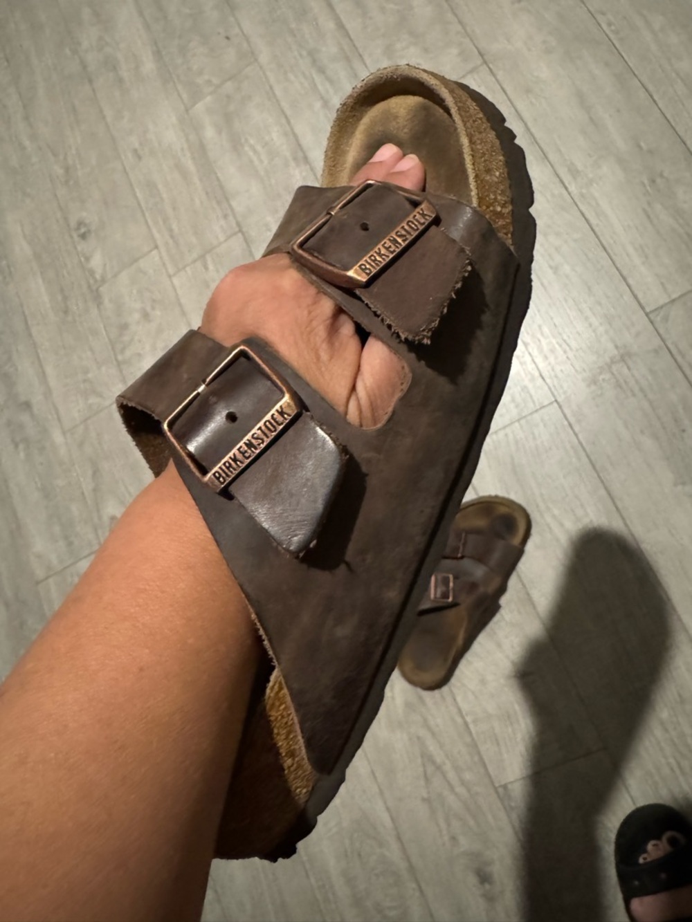 Birkenstock Arizona Two-Strap Sandal in Dark Brown Leather